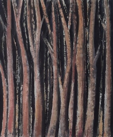 Painting titled "sombres bois" by Agnes Rolin, Original Artwork, Acrylic Mounted on Wood Stretcher frame