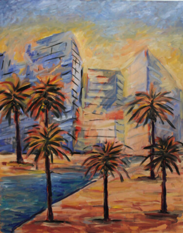 「Un oasis en la ciud…」というタイトルの絵画 Javier López Villabrilleによって, オリジナルのアートワーク, オイル