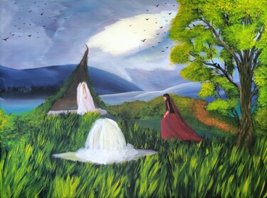 Schilderij getiteld "La conscience" door Eva Andre, Origineel Kunstwerk, Acryl Gemonteerd op Frame voor houten brancard