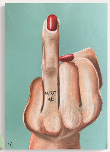 Marry me sign print on canvas cool gift for her Отпечатки и Гравюры под названием "Marry me sign print…" - Elena Polak, Подлинное произведение искусства, Цифровая печать Ус…