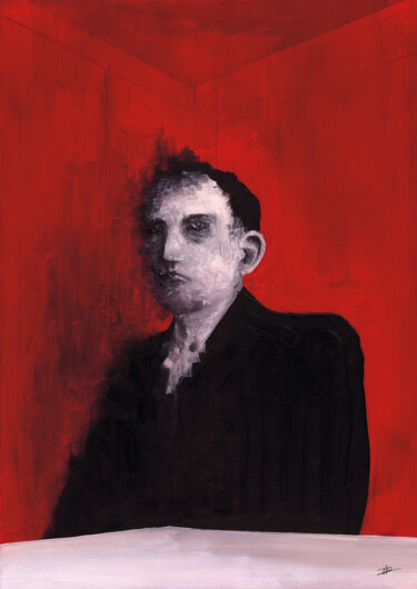 绘画 标题为“Man at the table” 由Clement Scarpi, 原创艺术品, 油 安装在木质担架架上