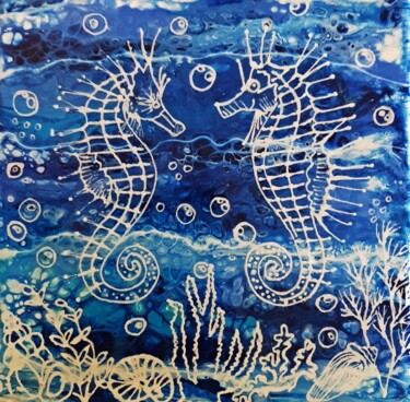 绘画 标题为“Horse  Sea” 由Dilameart, 原创艺术品, 丙烯