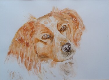 Peinture intitulée "Domi" par Thérèse Soriano, Œuvre d'art originale, Aquarelle Monté sur Verre