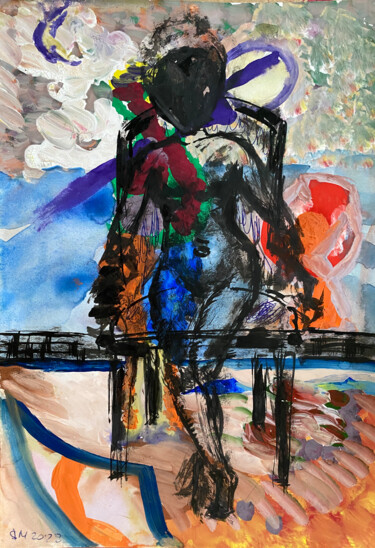 Tekening getiteld "522e / She began to…" door Leni Smoragdova, Origineel Kunstwerk, Gouache
