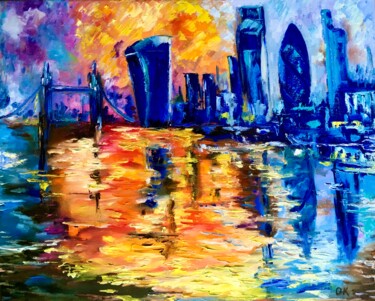 London, City of London, Tower bridge, gift for travellers. 绘画 标题为“London, City of Lon…” 由Olga Koval, 原创艺术品, 油 安装在木质担架架上