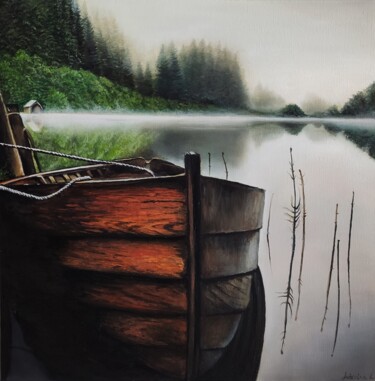 Painting titled "Peaceful and quiet" by Antonina Leshchenko, Original Artwork, Oil