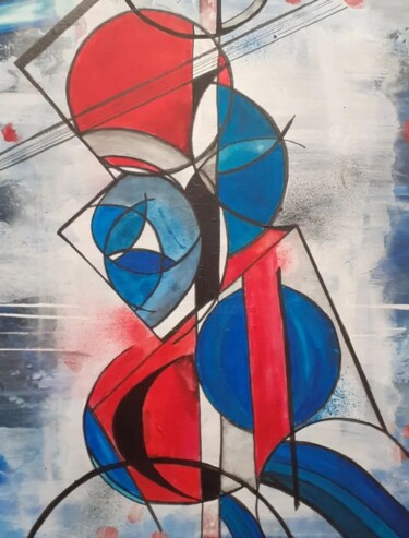 Pintura intitulada "Géométrik n°4, pein…" por Nadejd'Art, Obras de arte originais, Acrílico Montado em Armação em madeira