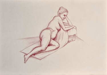 Liegende Nackte IV Zeichnungen mit dem Titel "Liegende Nackte IV" von Arne Groh, Original-Kunstwerk, Bleistift