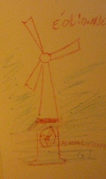 Malerei mit dem Titel "eolienne + aqualien…" von Ludovic Grumel, Original-Kunstwerk, Pastell