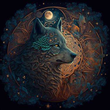 数字艺术 标题为“Wolf (2)” 由China Alicia Rivera, 原创艺术品, AI生成的图像