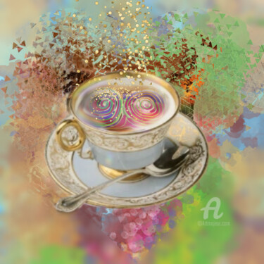 Digitale Kunst getiteld "Tasse colorée" door Danila, Origineel Kunstwerk, Digitaal Schilderwerk