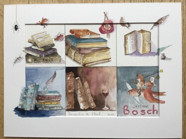 「Livres anciens」というタイトルの絵画 Jacqueline De Streelによって, オリジナルのアートワーク, 水彩画