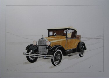 图画 标题为“dessin voiture ford…” 由Gerard Marteau, 原创艺术品, 铅笔