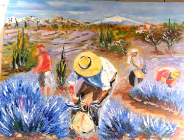 Schilderij getiteld "LE MONT VENTOUX LES…" door Jean Pierre Jumeaux, Origineel Kunstwerk, Olie Gemonteerd op Frame voor hout…