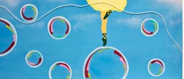 Painting titled "Ballet de bulles1" by Art Et Inclusion Exposition, Original Artwork, Acrylic