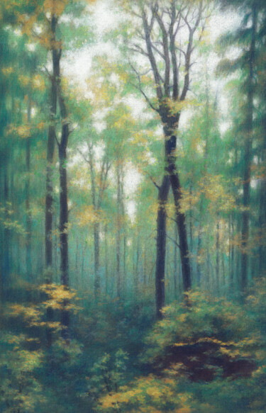 Foggy forest Drawing titled "Foggy forest" by Sundra, Original Artwork, Pastel