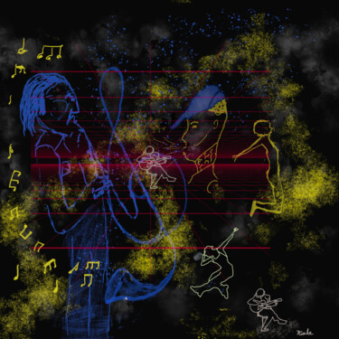 数字艺术 标题为“Le Saxophoniste bleu” 由Patrick Kessler, 原创艺术品, 2D数字工作