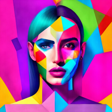 Digital Arts titled "Geometric glow" by Bachir Reddioui, Original Artwork, Digital Painting