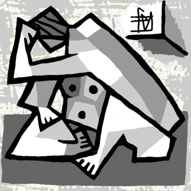 数字艺术 标题为“le penseur cubiste” 由Franck Vidal, 原创艺术品, 数字油画