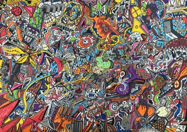 Tekening getiteld "Le portail" door Aurélien Farlet, Origineel Kunstwerk, Marker