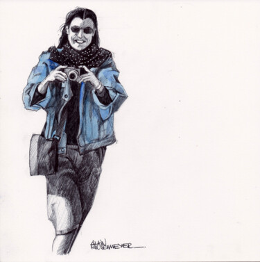 LE SOURIRE DE LA PHOTOGRAPHE Drawing titled "LE SOURIRE DE LA PH…" by Alain Rouschmeyer, Original Artwork, Watercolor