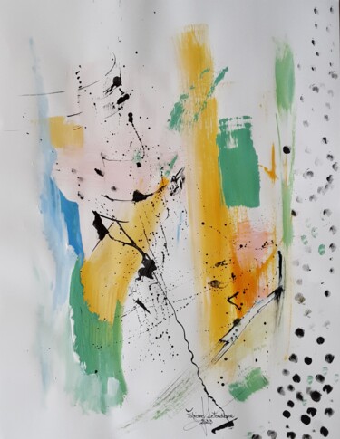 Painting titled "HAPPY" by Fabienne Letondeur, Original Artwork, Acrylic
