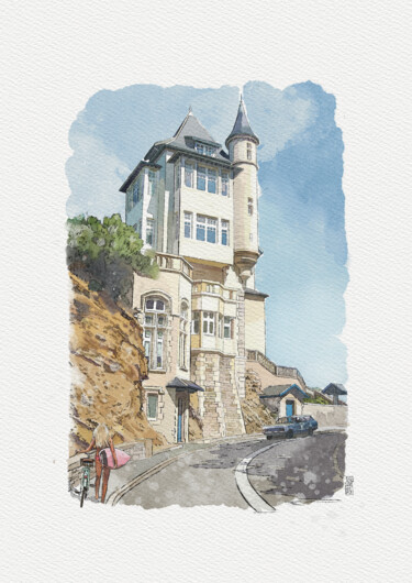 Peinture intitulée "La Villa Belza Biar…" par Rachel Loeffler, Œuvre d'art originale, Aquarelle