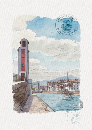 Peinture intitulée "Les phares de Saint…" par Rachel Loeffler, Œuvre d'art originale, Aquarelle