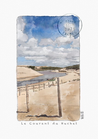 Peinture intitulée "Aquarelle : Le Cour…" par Rachel Loeffler, Œuvre d'art originale, Aquarelle
