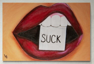 Red lips huge pop art print on canvas home decor Цифровое искусство под названием "Red lips huge pop a…" - Elena Polak, Подлинное произведение искусства, 2D Цифровая Работа