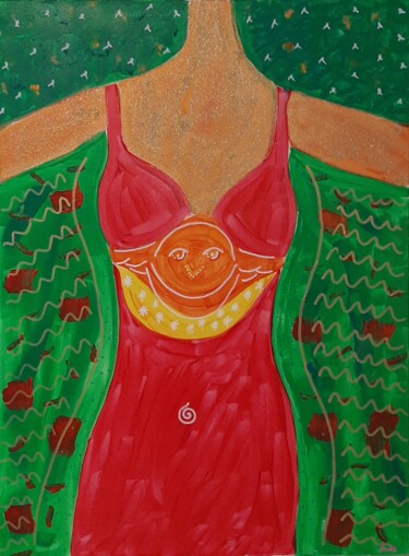 Peinture intitulée "l'oiseau déploie se…" par Aude Peris, Œuvre d'art originale, Acrylique Monté sur Châssis en bois