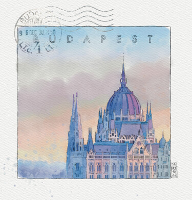 Peinture intitulée "Aquarelle Parlement…" par Rachel Loeffler, Œuvre d'art originale, Aquarelle