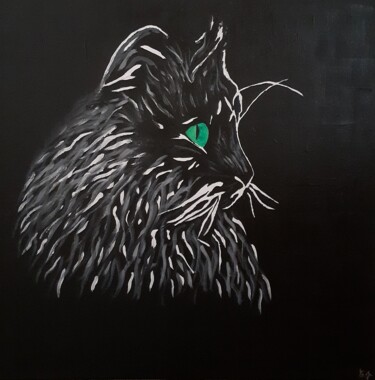 「Le chat」というタイトルの絵画 Chrystelle Jagoudelによって, オリジナルのアートワーク, アクリル