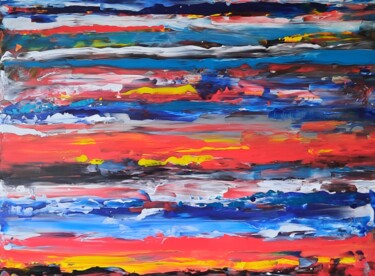 Painting titled "L'HIVER EN COULEURS" by Maryse Houppilliart, Original Artwork, Acrylic Mounted on Wood Stretcher frame