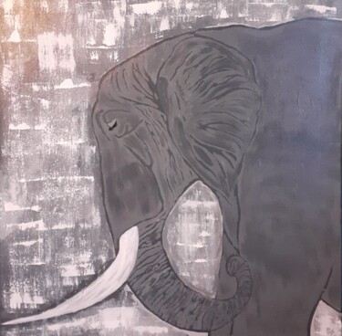「L'éléphant」というタイトルの絵画 Chrystelle Jagoudelによって, オリジナルのアートワーク, アクリル