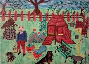 「La campagne」というタイトルの絵画 Chrystelle Jagoudelによって, オリジナルのアートワーク, アクリル