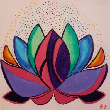 「Fleur de lotus」というタイトルの絵画 Chrystelle Jagoudelによって, オリジナルのアートワーク, アクリル