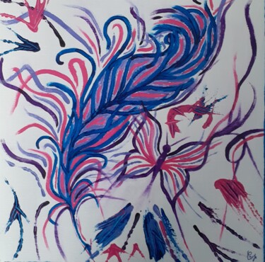 「La plume et le papi…」というタイトルの絵画 Chrystelle Jagoudelによって, オリジナルのアートワーク, アクリル