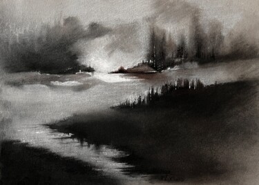 Tekening getiteld "Série terre d'accue…" door Nathalie Fouladoux, Origineel Kunstwerk, Houtskool