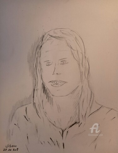 Drawing titled "Céline" by Roberto Urbano, Original Artwork, Pencil