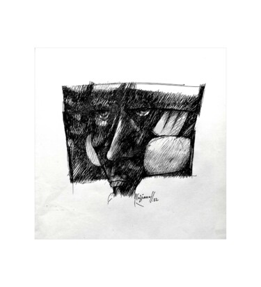 图画 标题为“Le côté gauche 67” 由Meziane Boussaid, 原创艺术品, 圆珠笔