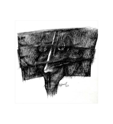 图画 标题为“Le côté gauche 68” 由Meziane Boussaid, 原创艺术品, 圆珠笔
