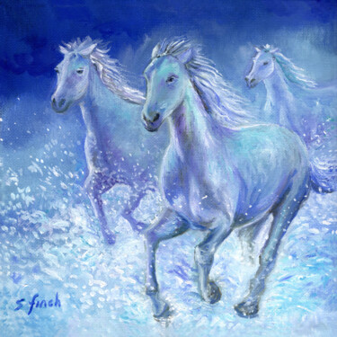 绘画 标题为“Spirit of Horse” 由Sonia Finch, 原创艺术品, 油 安装在木质担架架上
