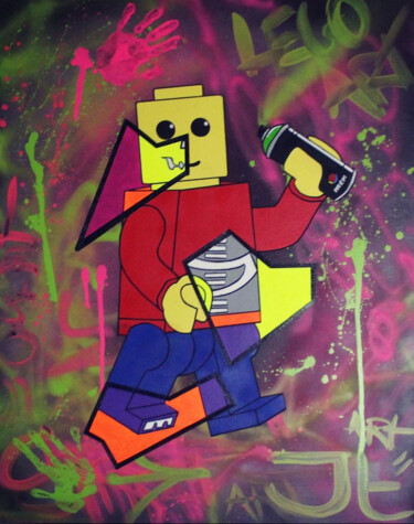 Ζωγραφική με τίτλο "Lego MTN" από Jonathan Fabbro (John fabb), Αυθεντικά έργα τέχνης, Ακρυλικό Τοποθετήθηκε στο Ξύλινο φορεί…