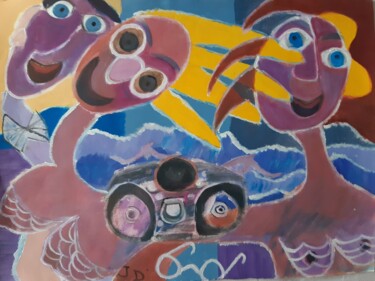 Le Déjeuner sur le Sable du Nord Peinture intitulée "Le Déjeuner sur le…" par Jacques Desvaux (JD), Œuvre d'art originale, Acrylique
