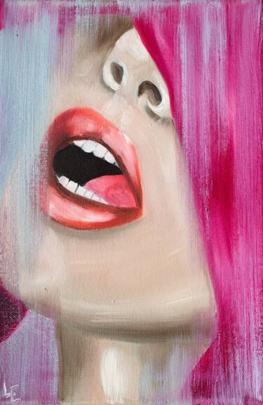 Kiss me - small sexy painting oil on canvas Картина под названием "Kiss me - small sex…" - Elena Polak, Подлинное произведение искусства, лак Установлен на Деревянная р…