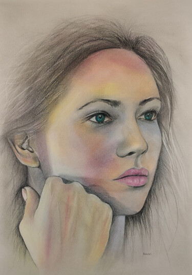 Dibujo titulada "woman's portrait II…" por Róbert Bánrévi, Obra de arte original, Pastel