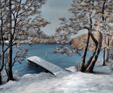 Painting titled "Shimmering Golden T…" by Luna Smith, Original Artwork, Oil