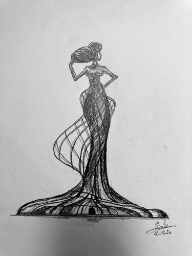 Dessin intitulée "Abstract Tower" par Nicolas Chammat, Œuvre d'art originale, Crayon