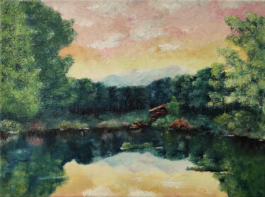 Painting titled "Scottish Dream" by Luna Smith, Original Artwork, Oil Mounted on Wood Stretcher frame